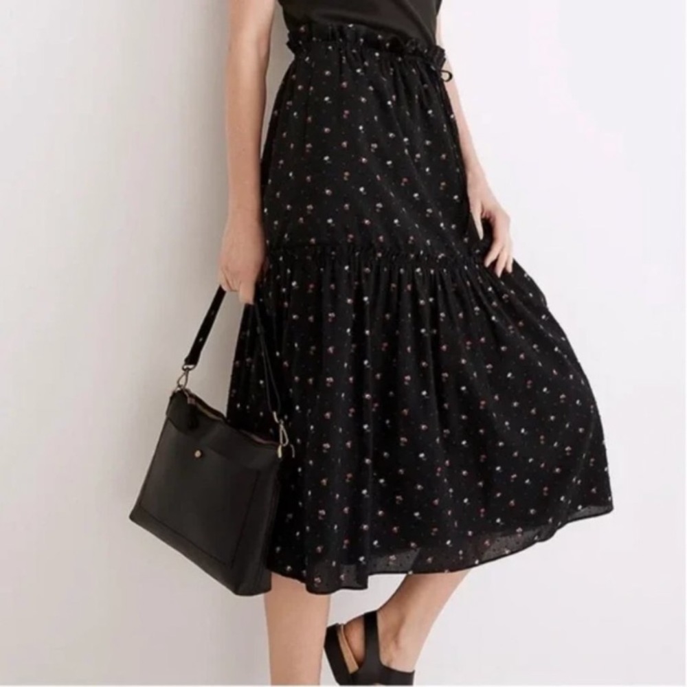 Madewell Pull-on Ruffle Tiered Skirt in Geodot Floral, Size Medium